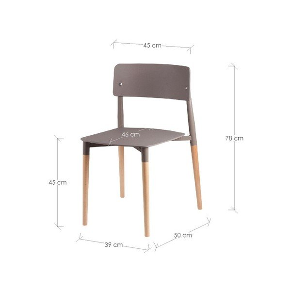 Komplet 4 sivih jedilnih stolov z lesenimi nogami sømcasa Claire-image-3