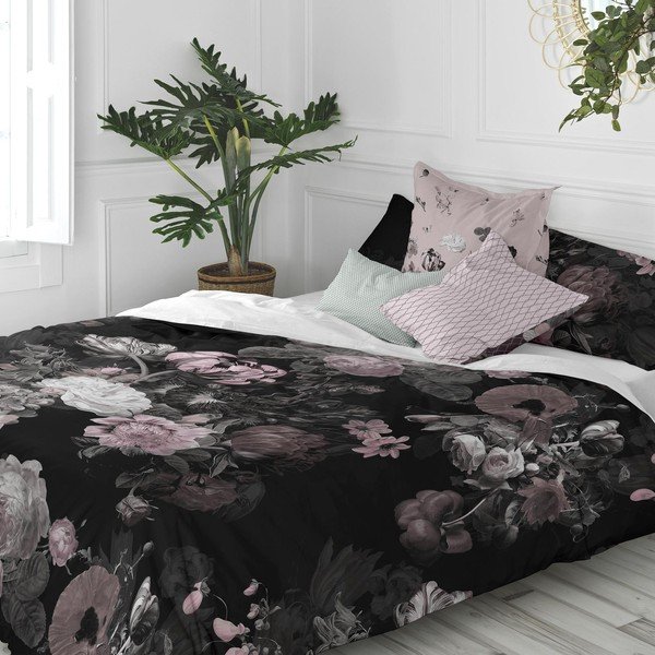 Črna enojna bombažna prevleka za odejo 140x200 cm Onyx – Happy Friday-image-2