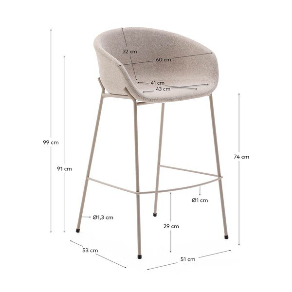 Bež barski stol (višina sedeža 75 cm) Yvette – Kave Home-image-3