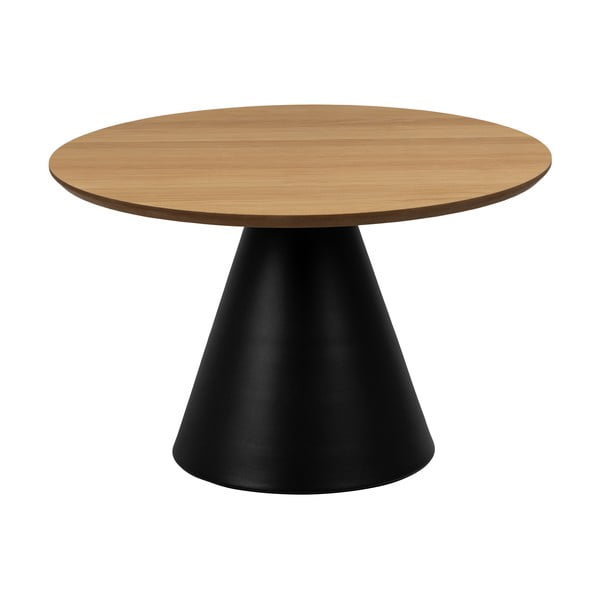 Črna okrogla mizica z mizno ploščo v hrastovem dekorju ø 65 cm Soli – Actona-image-3