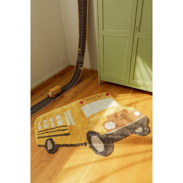 Oker rumena pralna ročno tkana bombažna otroška preproga 90x130 cm School Bus – Lorena Canals-image-2