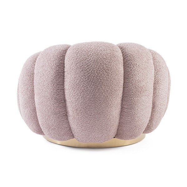 Rožnat vrtljiv fotelj iz tkanine bouclé Florel – Bizzotto-image-4