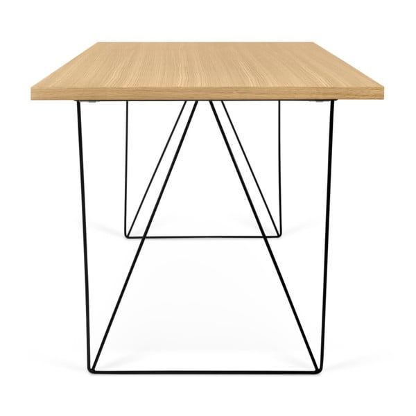 Hrastova delovna miza s črnimi nogami TemaHome Flow, 140 x 75 cm-image-3