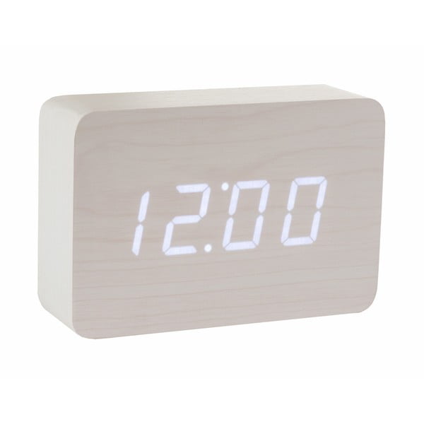 Bela budilka z belim LED zaslonom Gingko Brick Click Clock