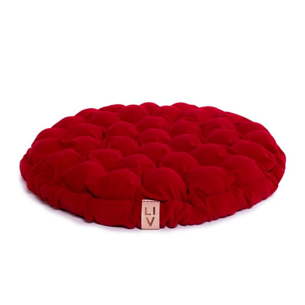 Temno rdeča sedežna blazina z masažnimi kroglicami Linda Vrňáková Bloom, Ø 75 cm