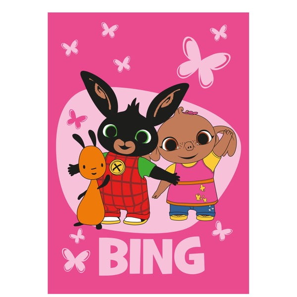 Rožnata otroška odeja iz flisa 100x150 cm Bing Bunny "Butterflies" – Jerry Fabrics