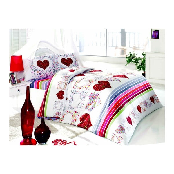 Pisano posteljno perilo za dve osebi z rjuho Sima, 200 x 220 cm
