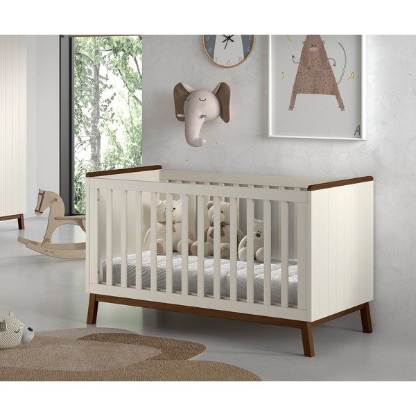 Bež otroška posteljica iz masivnega bora z odstranljivo stranico in nastavljivo višino 70x140 cm Sezane – Vipack-image-1