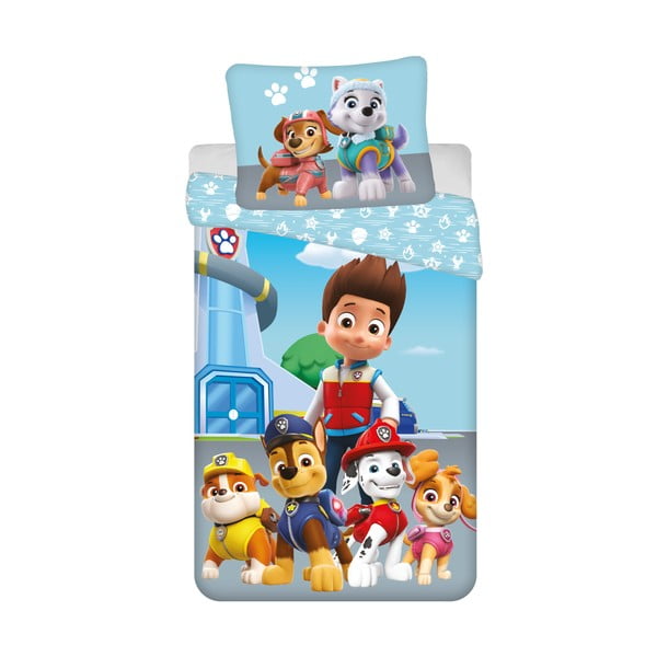 Modra enojna bombažna otroška posteljnina 140x200 cm Paw Patrol – Jerry Fabrics