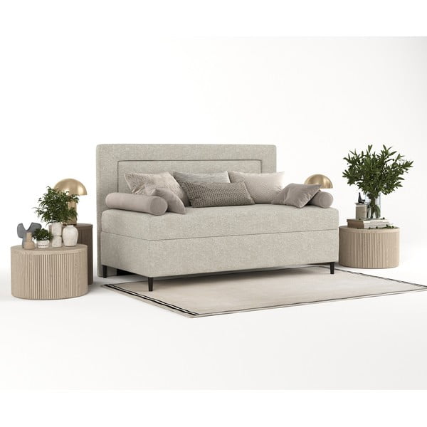 Sivo-bež oblazinjena postelja 80x200 cm Alba – Maison de Rêve-image-2