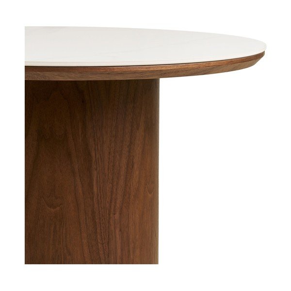 Okrogla klubska mizica s keramično ploščo v temni naravni barvi ø 60 cm Noli – House Nordic-image-4