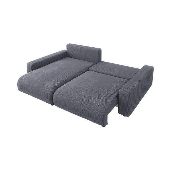 Temno siva raztegljiva kotna sedežna garnitura iz rebrastega žameta (s kotom po izbiri) Sara – Ropez-image-3