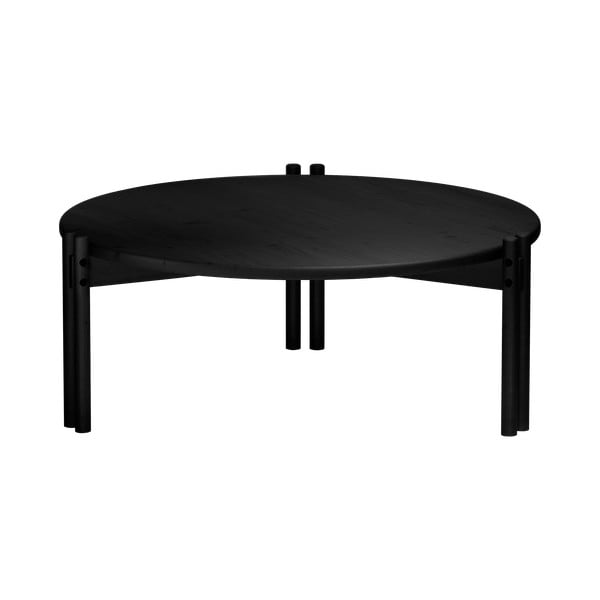 Črna okrogla mizica iz masivnega bora ø 80 cm Sticks – Karup Design