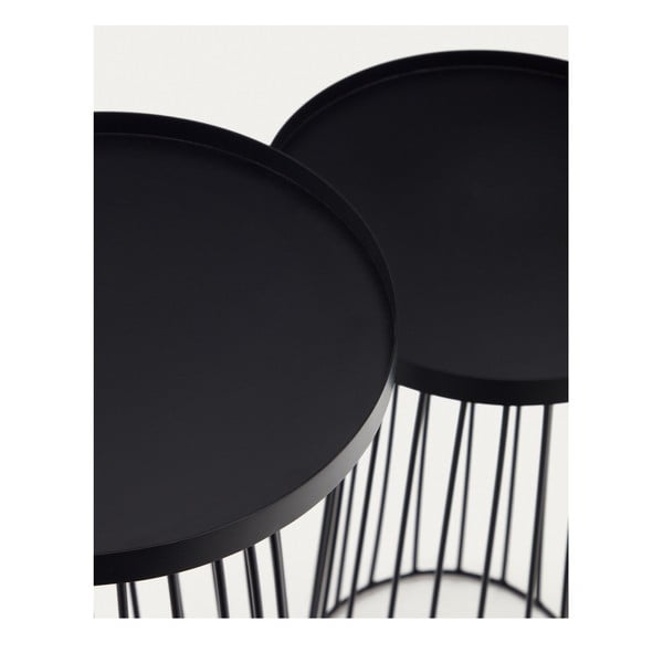 Kovinske okrogle stranske mizice v kompletu 2 ks Dilva – Kave Home-image-2