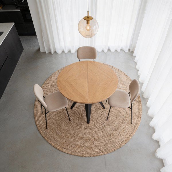 Okrogla raztegljiva jedilna miza z dodatno ploščo z mizno ploščo v hrastovem dekorju ø 120 cm Magnus – Windsor & Co Sofas-image-3