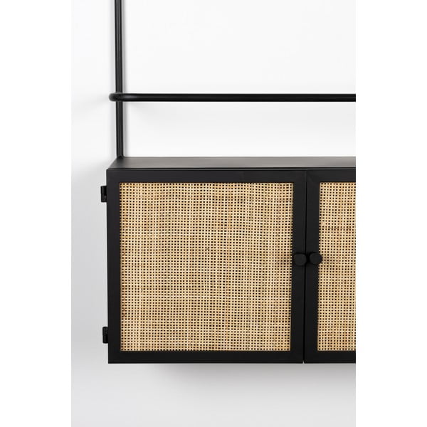 Črno ratanovo stojalo za vino 18x100cm Guuji - White Label-image-1