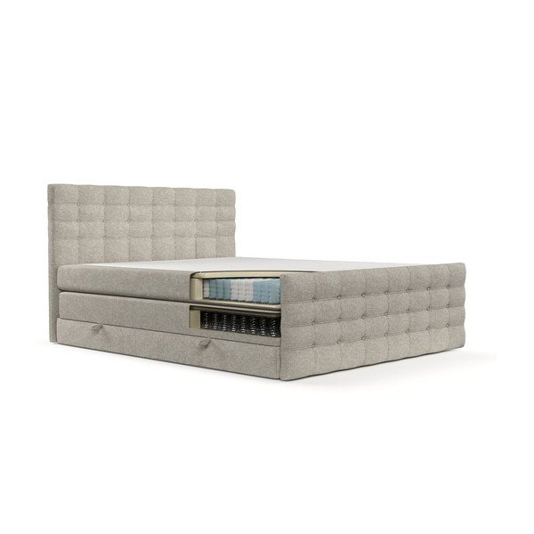 Bež boxspring postelja s prostorom za shranjevanje 200x200 cm Blend – Maison de Rêve-image-3