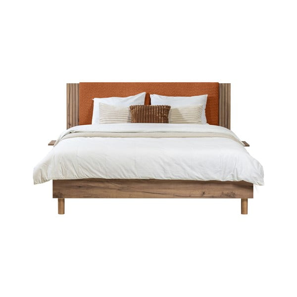 Oranžna zakonska postelja z letvenim dnom 140x190 cm Lior – Bobochic Paris-image-2