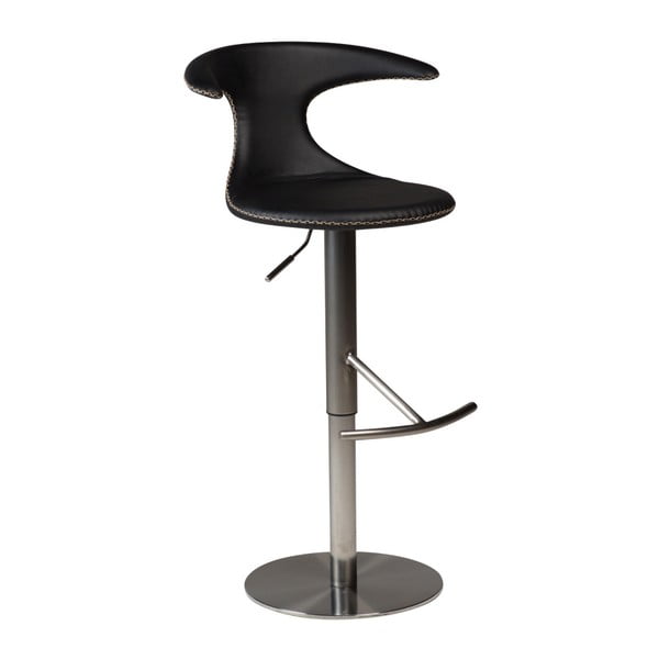 Črn nastavljiv barski stol z usnjenim sedežem DAN-FORM Denmark Flair