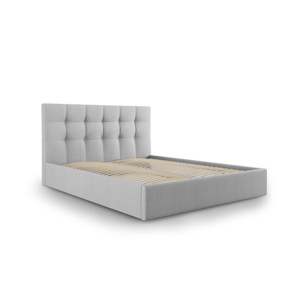 Svetlo siva zakonska postelja Mazzini Beds Nerin, 160 x 200 cm