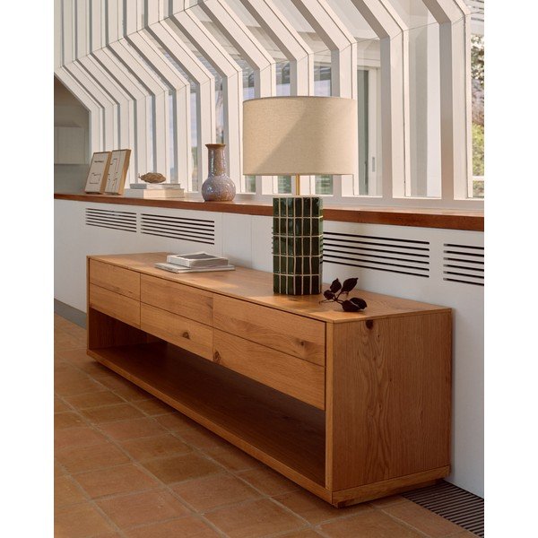 Zelena/kremno bela namizna svetilka s tekstilnim senčilom (višina 61,5 cm) Rue – Kave Home-image-2