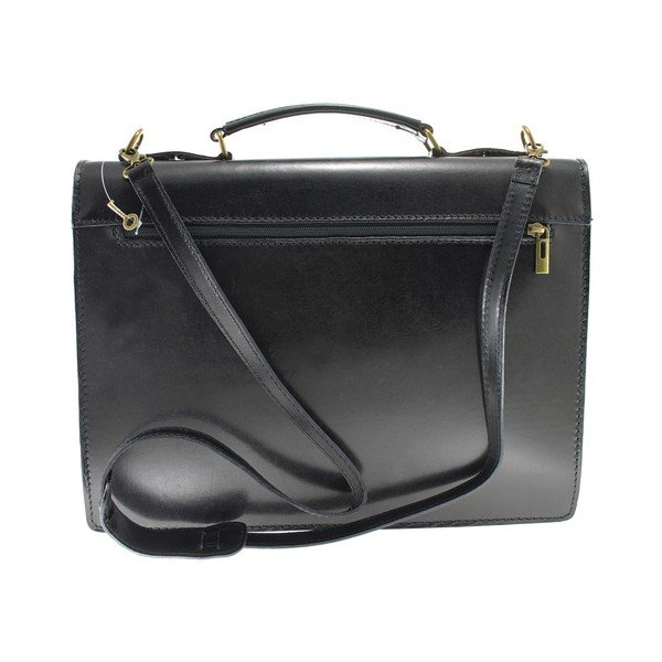 Črna usnjena torba Chicca Borse Messenger Bag-image-3