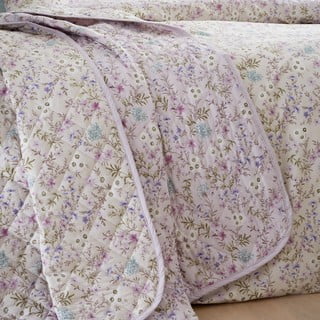 Svetlo vijolično/bež bombažno prešito pregrinjalo 220x230 cm Ditsy Floral – Bianca