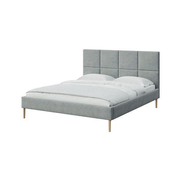 Siva oblazinjena zakonska postelja z letvenim dnom 160x200 cm Alano – MESONICA