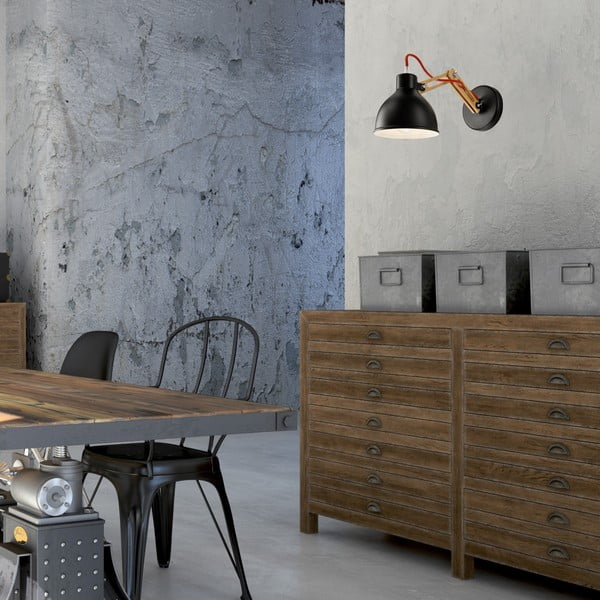 Črna/rjava stenska svetilka ø 15 cm Marcello – LAMKUR-image-2