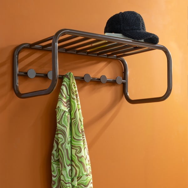 Temno rjav kovinski stenski obešalnik s polico 72 cm Retro – Spinder Design-image-4