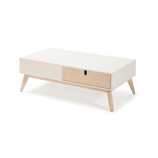 Bela kavna mizica z 2 predaloma in nogami iz borovega lesa Marckeric Kiara-image-3