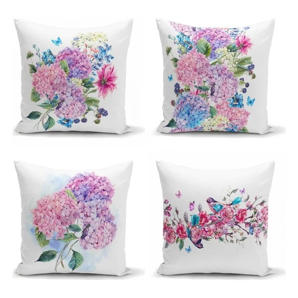 Komplet 4 dekorativnih prevlek za vzglavnik Minimalist Cushion Covers Purple Pink, 45 x 45 cm
