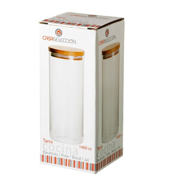 Steklena posoda s pokrovom iz bambusa Casa Selección, 1,4 l-image-2