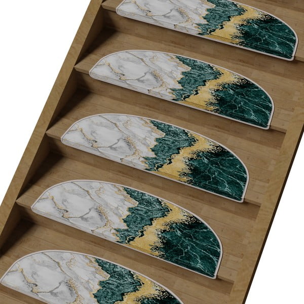 Modrozeleni/kremno beli komplet preprog za stopnice 16 ks 20x65 cm Golden Marble – Vitaus-image-1