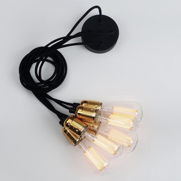 Črna peterna viseča svetilka z detajli v zlati barvi Sotto Luce Uno-image-4