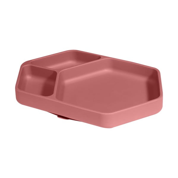 Rdeč silikonski otroški krožnik 16x25 cm – Kindsgut-image-2