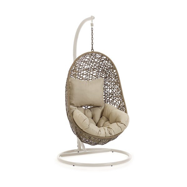 Svetlo siv/bež viseči vrtni fotelj iz umetnega ratana Florina – Kave Home