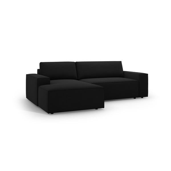 Črna raztegljiva kotna sedežna garnitura (levi kot) Jodie – Micadoni Home-image-2