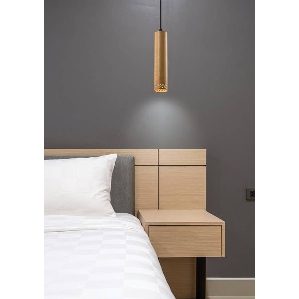 Črna viseča svetilka z lesenim senčnikom ø 7 cm Tubo – Candellux Lighting-image-1