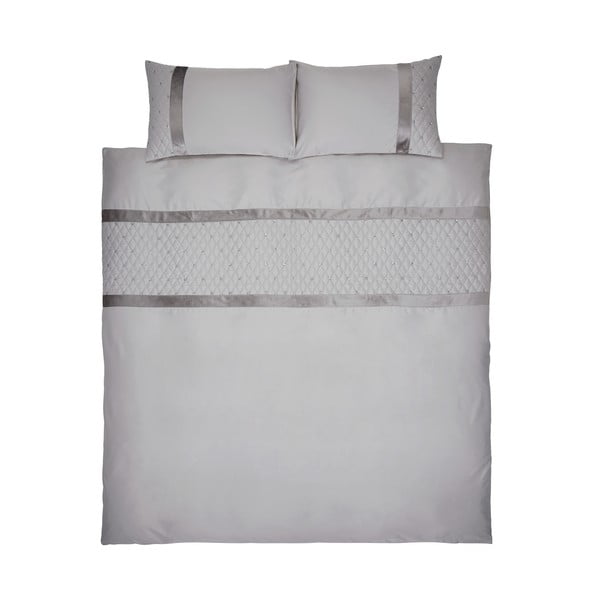 Siva podaljšana posteljnina za zakonsko posteljo iz mikrosatena 230x220 cm Sequin Cluster – Catherine Lansfield