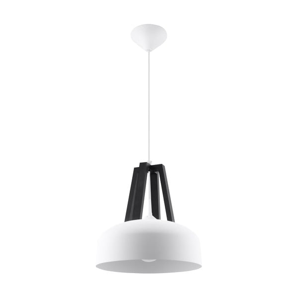 Črno-bela viseča svetilka z lesenim in kovinskim senčnikom ø 30 cm Olla - Nice Lamps