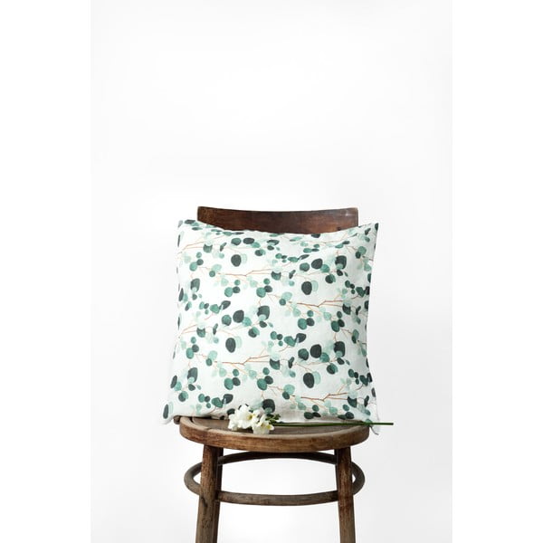 Belo-zelena lanena prevleka za okrasno blazino Linen Tales Eucalyptus, 50 x 50 cm-image-1