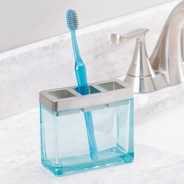 Modro stekleno stojalo za zobne ščetke InterDesign-image-1
