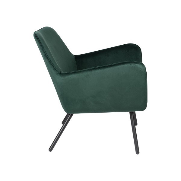 Temno zelen žameten fotelj White Label Bon-image-3