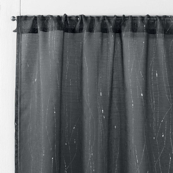 Antracitno sive prosojne zavese iz tančice v kompletu 2 ks 70x200 cm Filiane – douceur d'intérieur-image-1