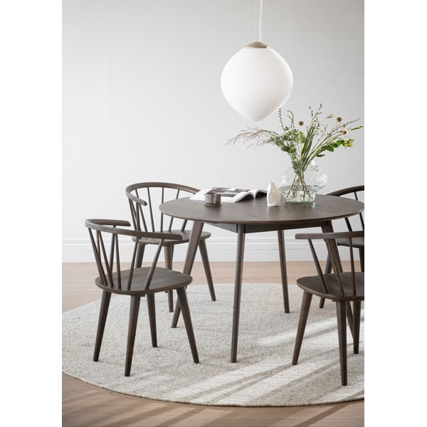 Temno rjava okrogla jedilna miza v hrastovem dekorju ø 115 cm Yumi – Rowico-image-4