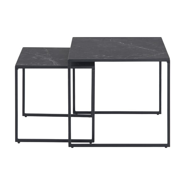 Črne kavne mizice v kompletu 2 kosov 50x50 cm Infinity - Actona