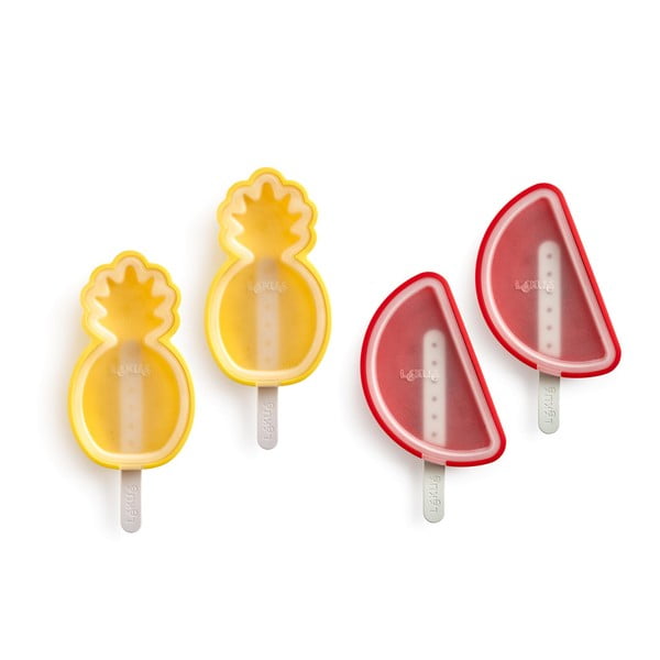 Komplet 4 silikonskih modelčkov za sladoled v obliki ananasa in melone Lékué
