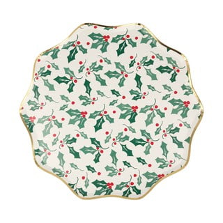Papirnati krožniki za enkratno uporabo v kompletu  8 ks Holly Pattern – Meri Meri