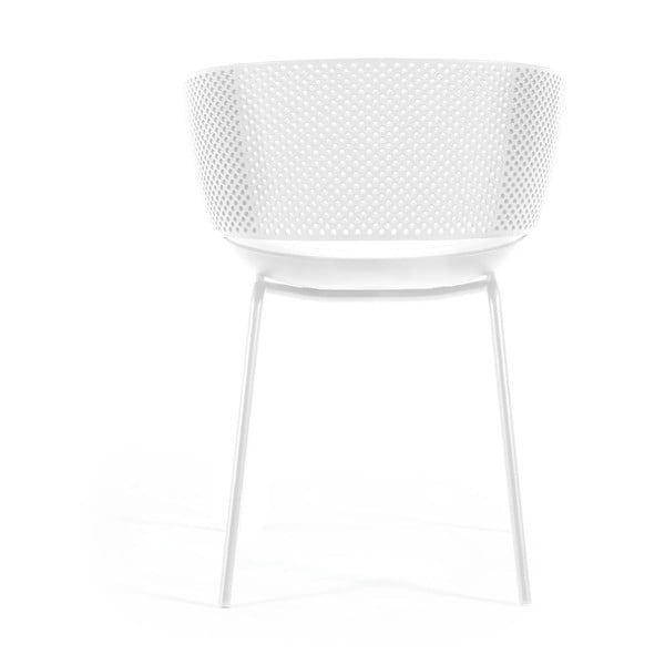 Bel kovinski/plastičen vrtni stol Yeray – Kave Home-image-3